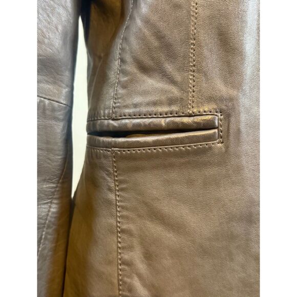 Bod & Christensen 100% Leather Blazer Jacket Grey Taupe M Soft Supple Designer - Picture 6 of 13